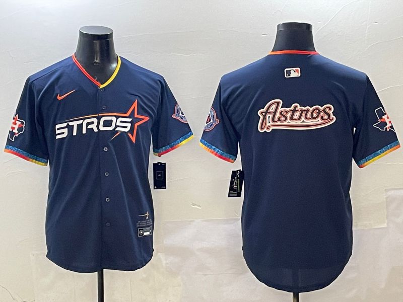 Men Houston Astros Blank Drak Blue Fourth generation Joint Name 2025 Nike MLB Jersey style 10